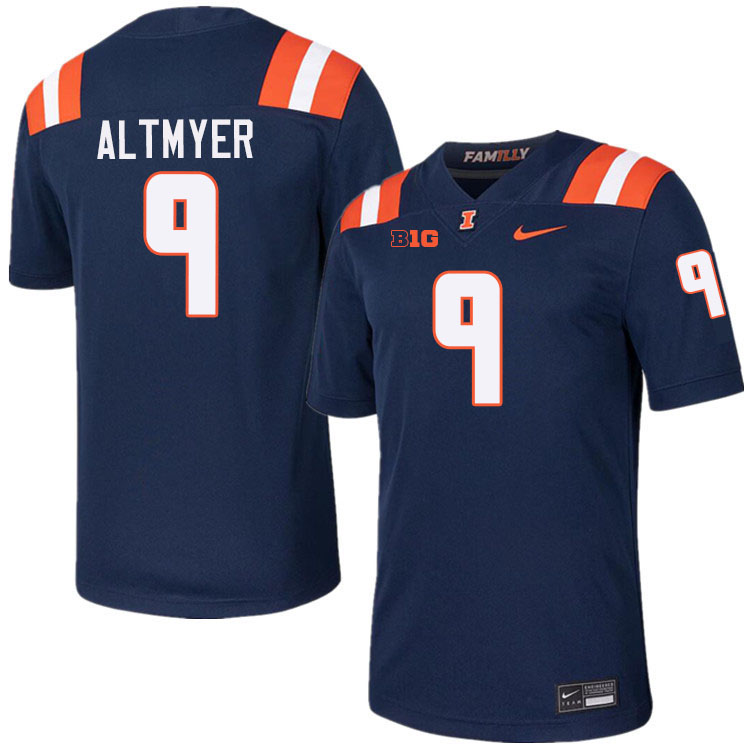 Men #9 Luke Altmyer Illinois Fighting Illini College Football Jerseys Stitched-Navy